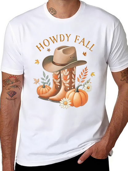 Howdy Fall Tee - Boots Hat & Pumpkins