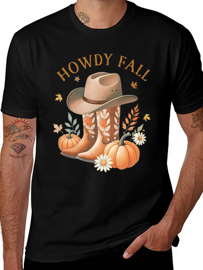 Howdy Fall Tee - Boots Hat & Pumpkins