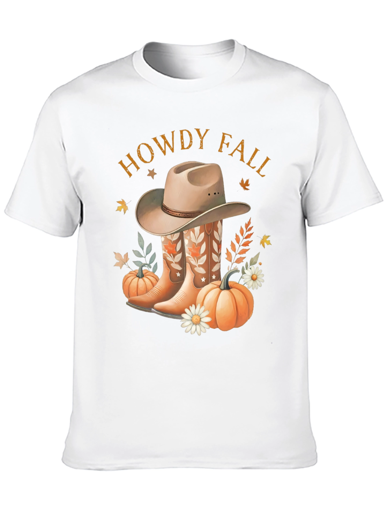 Howdy Fall Tee - Boots Hat & Pumpkins