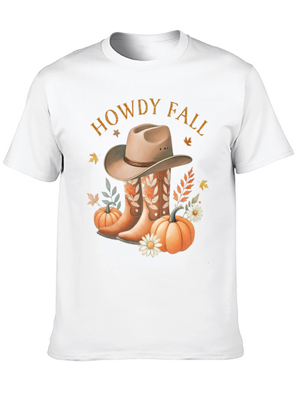 Howdy Fall Tee - Boots Hat & Pumpkins