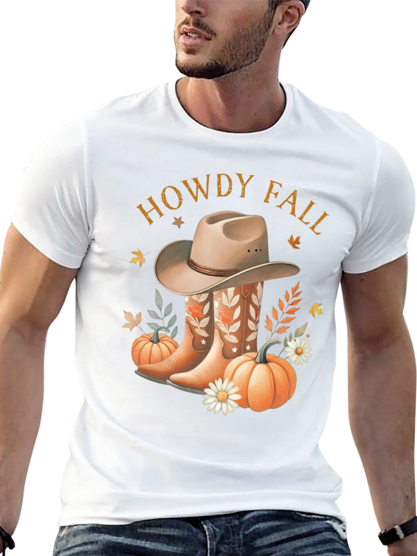 Howdy Fall Tee - Boots Hat & Pumpkins