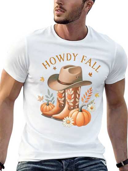 Howdy Fall Tee - Boots Hat & Pumpkins