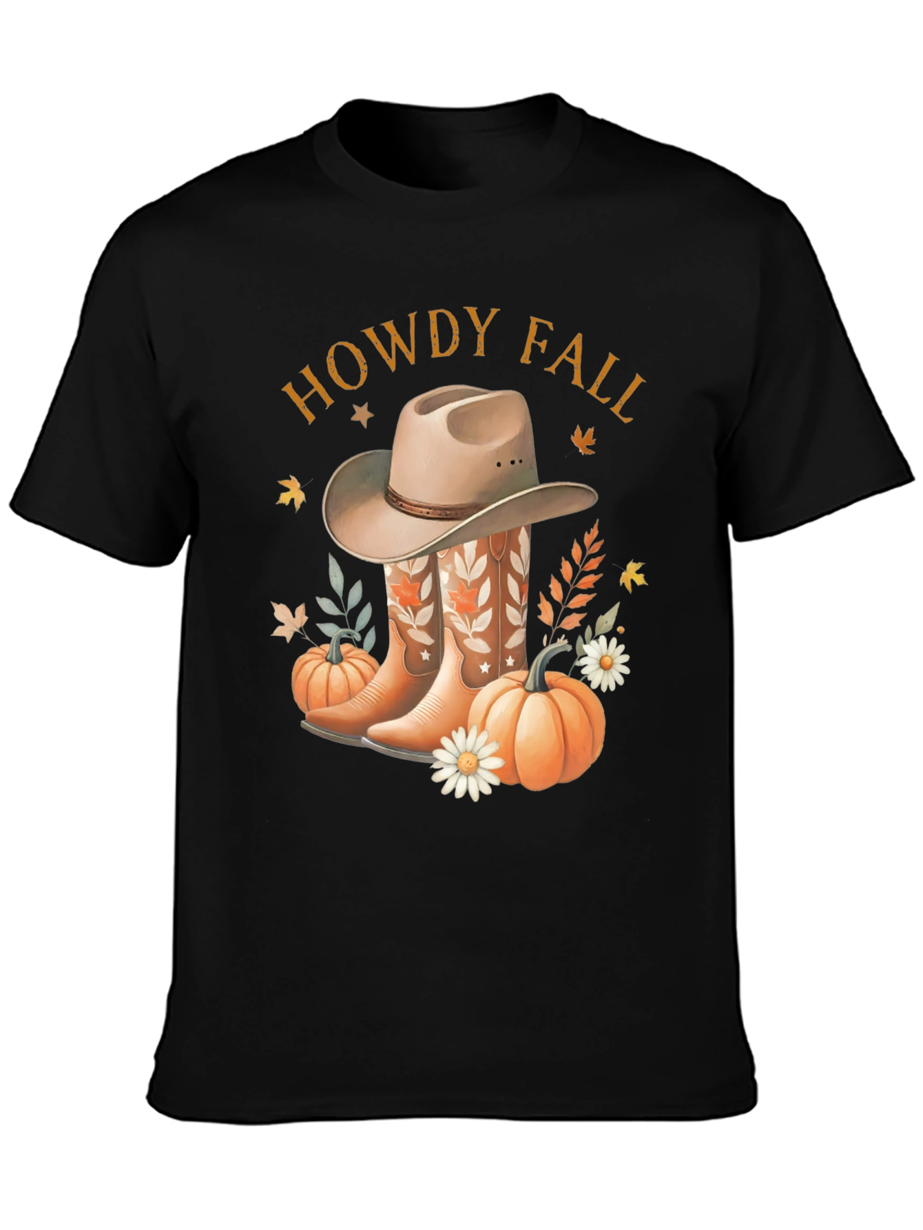 Howdy Fall Tee - Boots Hat & Pumpkins