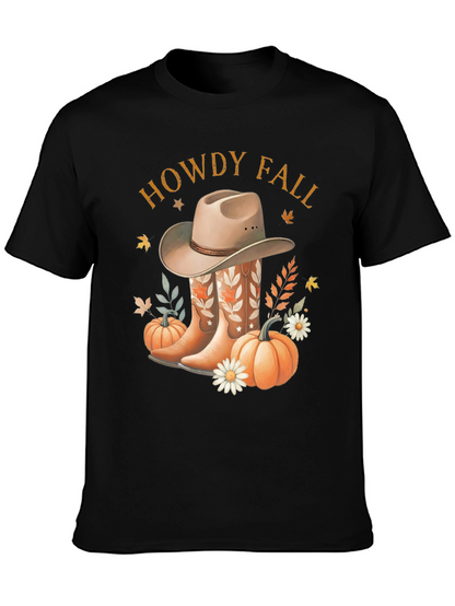 Howdy Fall Tee - Boots Hat & Pumpkins