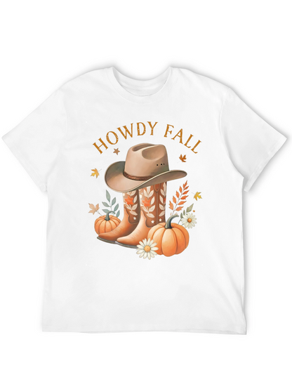 Howdy Fall Tee - Boots Hat & Pumpkins