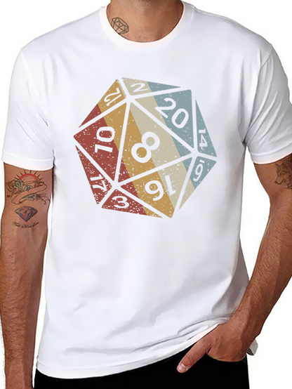 D20 Dice Graphic T-Shirt - Retro Tabletop Gaming Tee