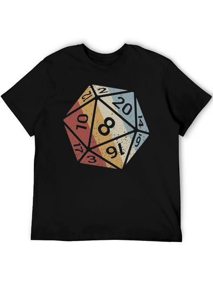 D20 Dice Graphic T-Shirt - Retro Tabletop Gaming Tee