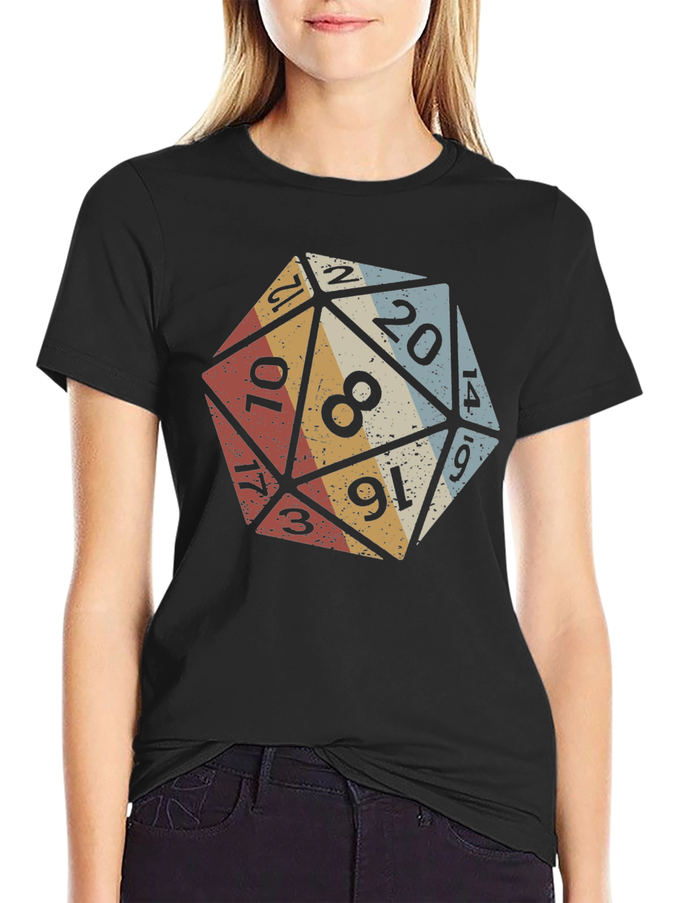 D20 Dice Graphic T-Shirt - Retro Tabletop Gaming Tee