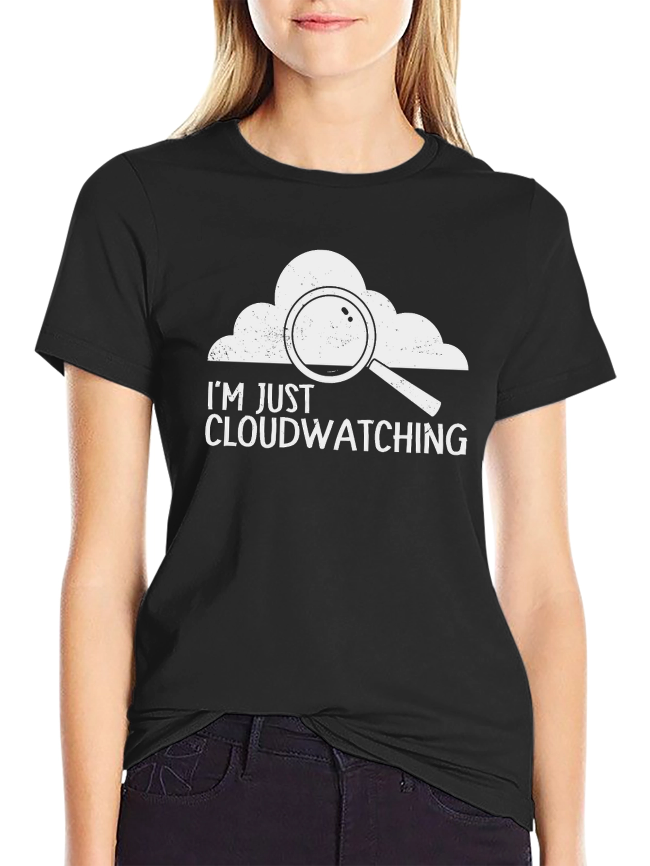 Cloudwatching Graphic T-Shirt - Black Cotton Tee
