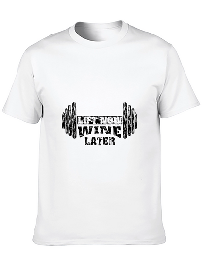 Lift Now Wine Later Mens Black T-Shirt