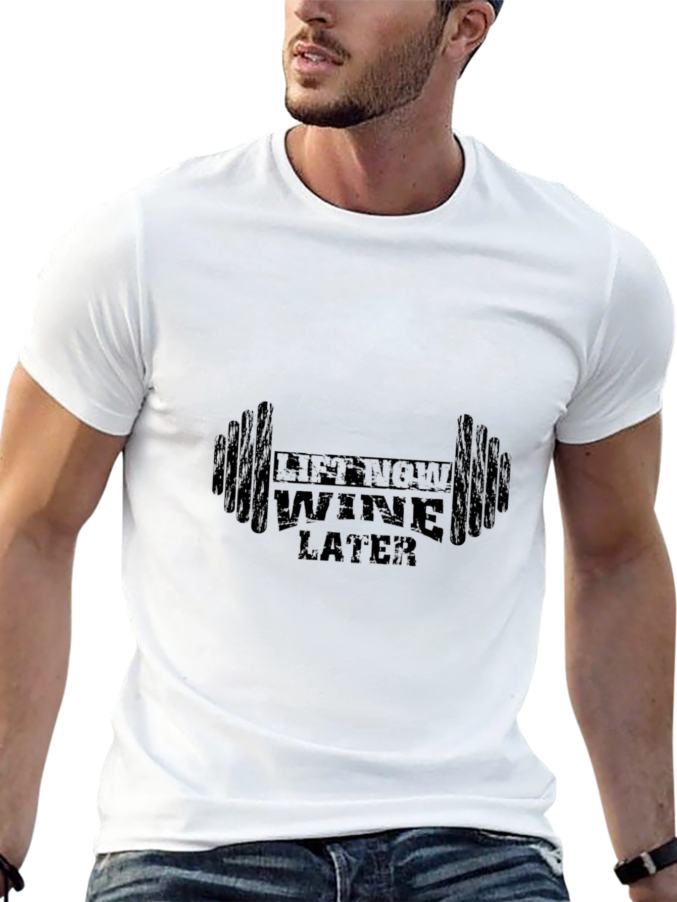 Lift Now Wine Later Mens Black T-Shirt