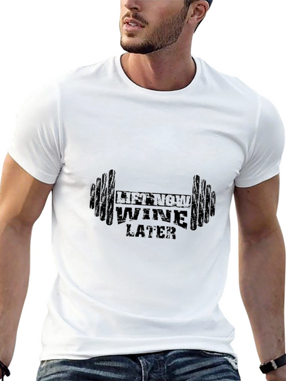 Lift Now Wine Later Mens Black T-Shirt