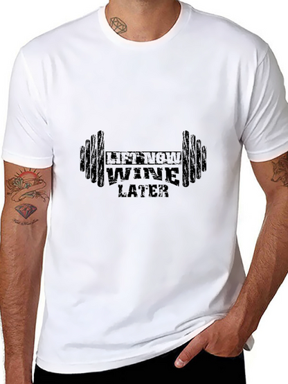 Lift Now Wine Later Mens Black T-Shirt