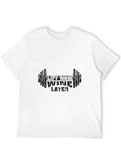 Lift Now Wine Later Mens Black T-Shirt