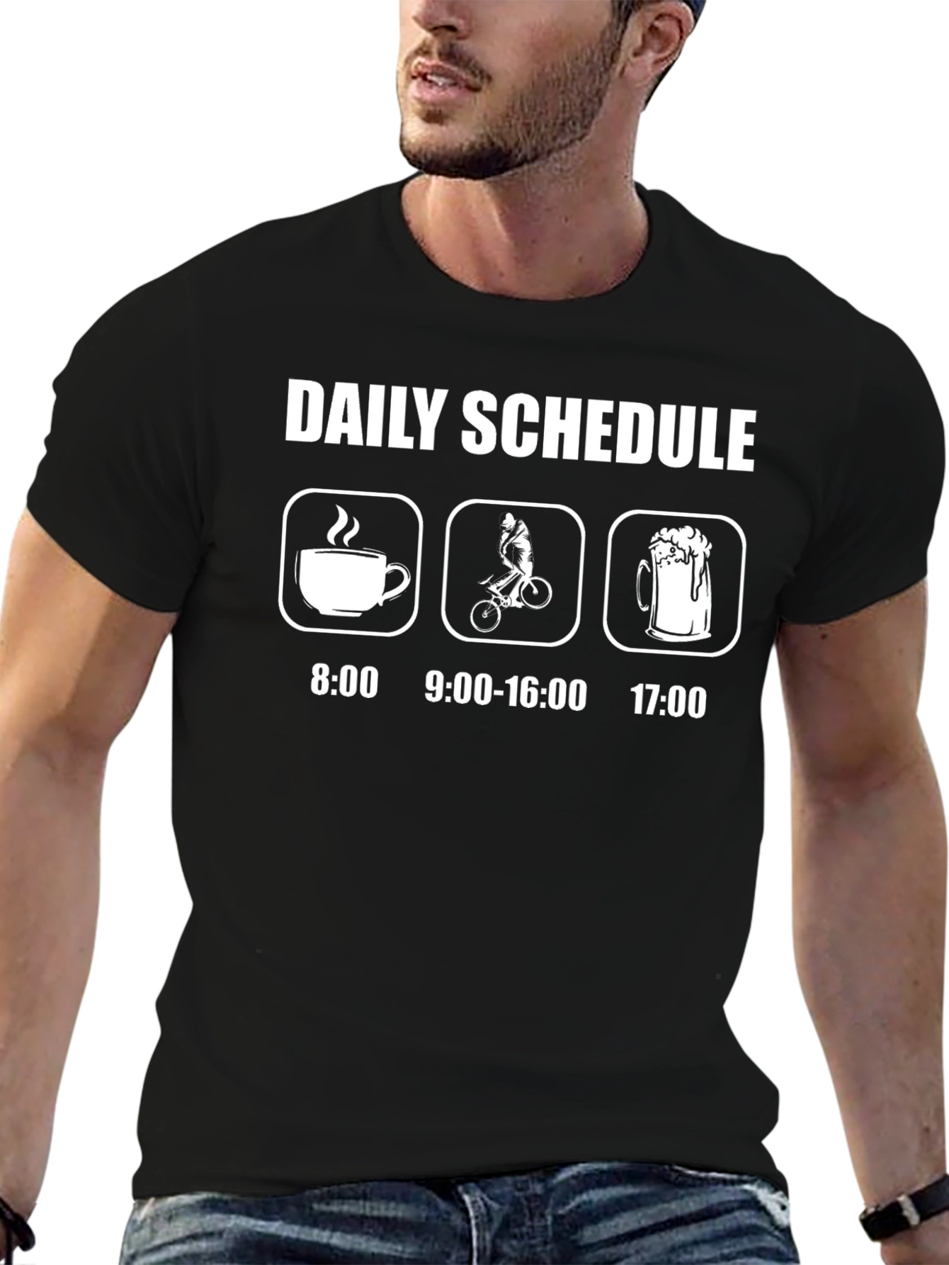 Daily Schedule Cycling T-Shirt - Coffee Bike Beer