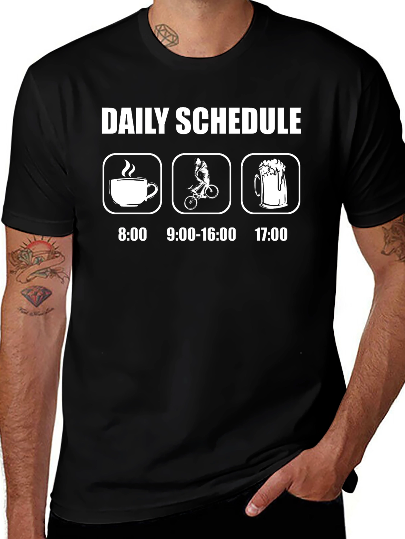 Daily Schedule Cycling T-Shirt - Coffee Bike Beer