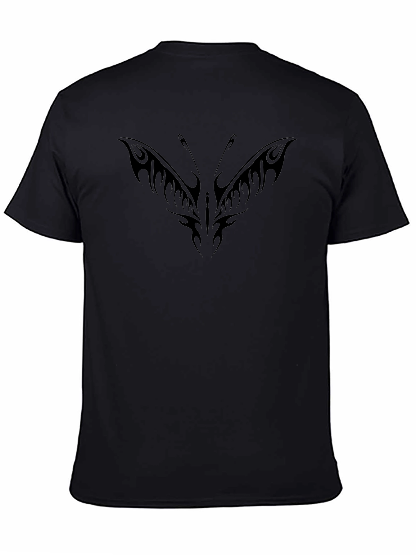 Tribal Butterfly Graphic Black T-Shirt