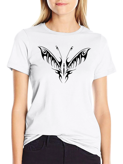 Tribal Butterfly Graphic Black T-Shirt