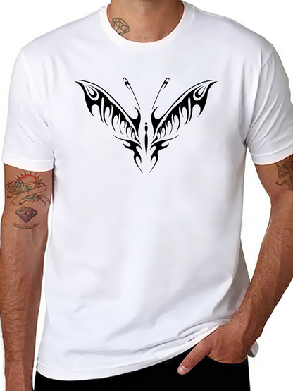 Tribal Butterfly Graphic Black T-Shirt