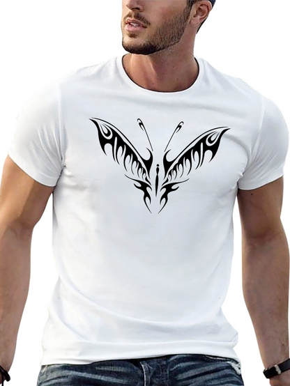 Tribal Butterfly Graphic Black T-Shirt