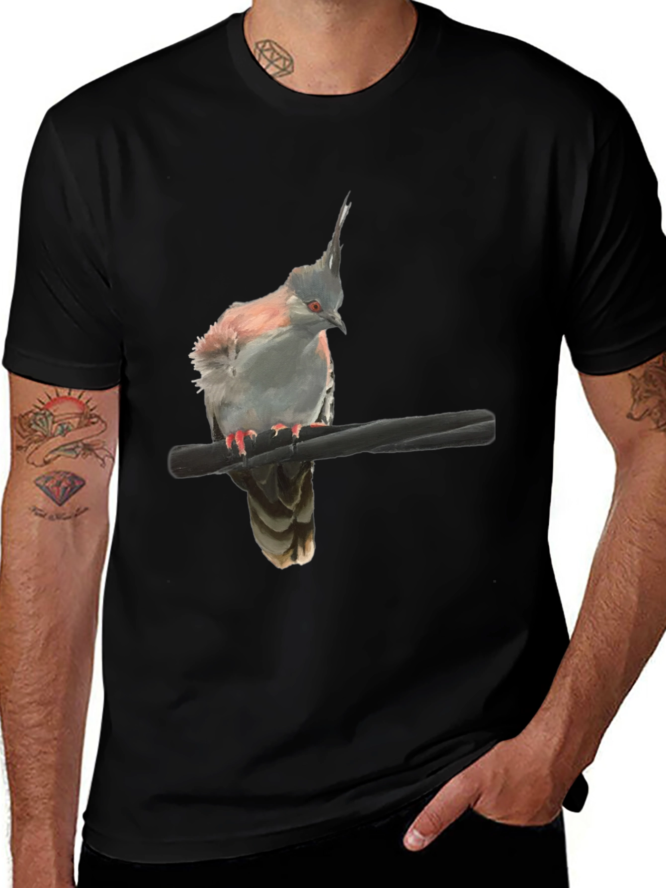 Bird Graphic Black T-Shirt