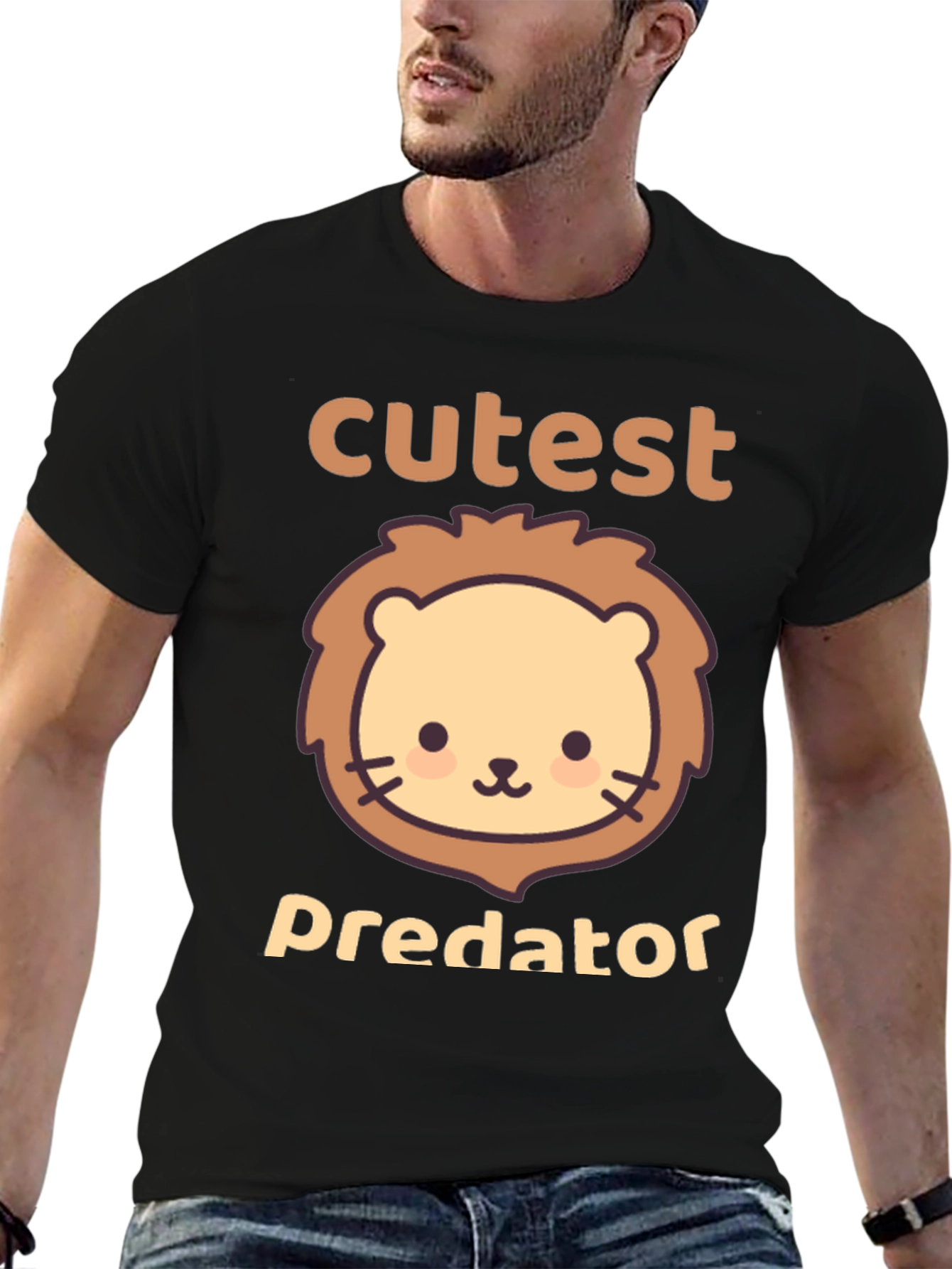Cutest Predator Lion Graphic Tee - Black