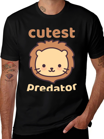 Cutest Predator Lion Graphic Tee - Black