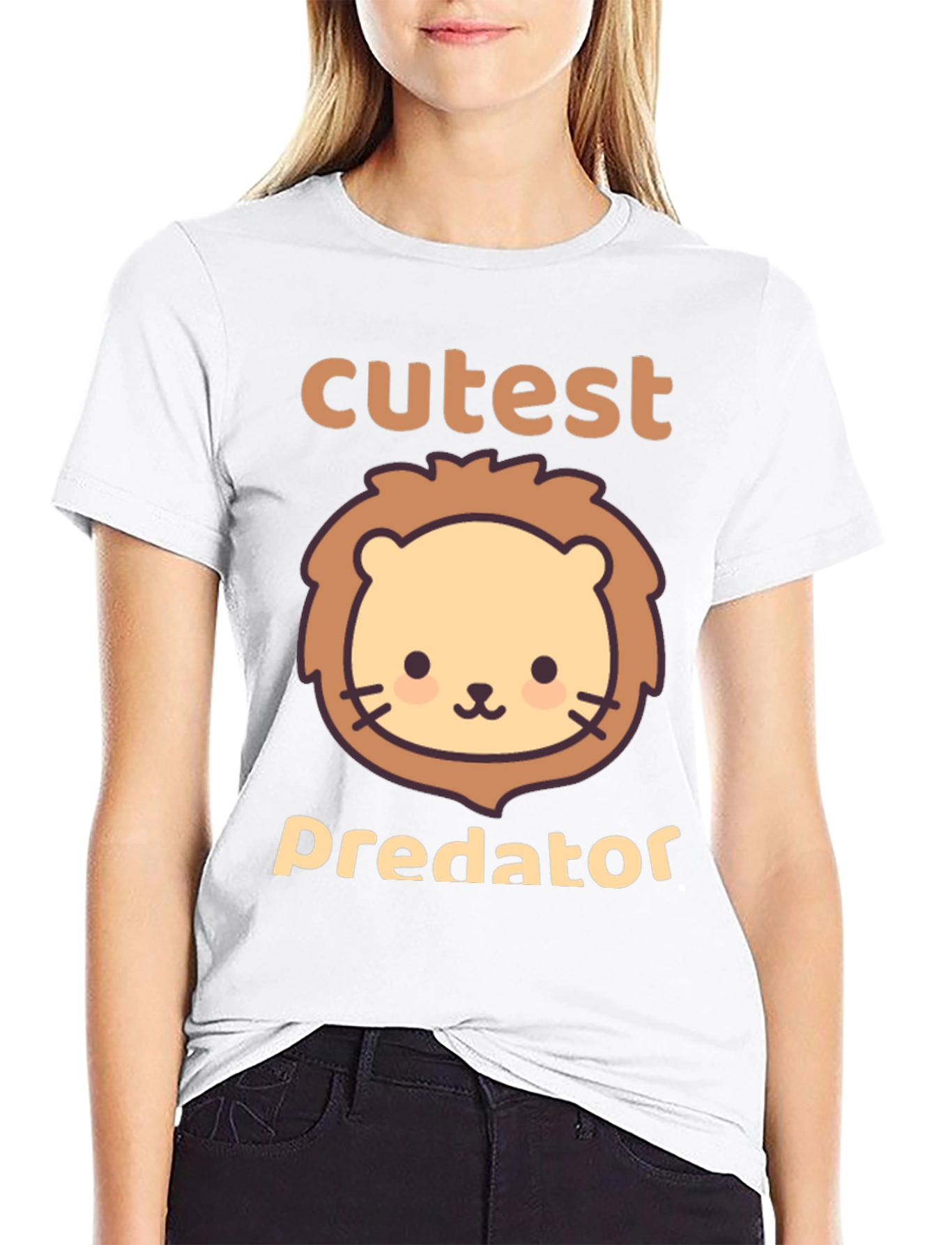 Cutest Predator Lion Graphic Tee - Black