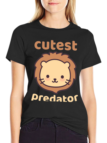 Cutest Predator Lion Graphic Tee - Black