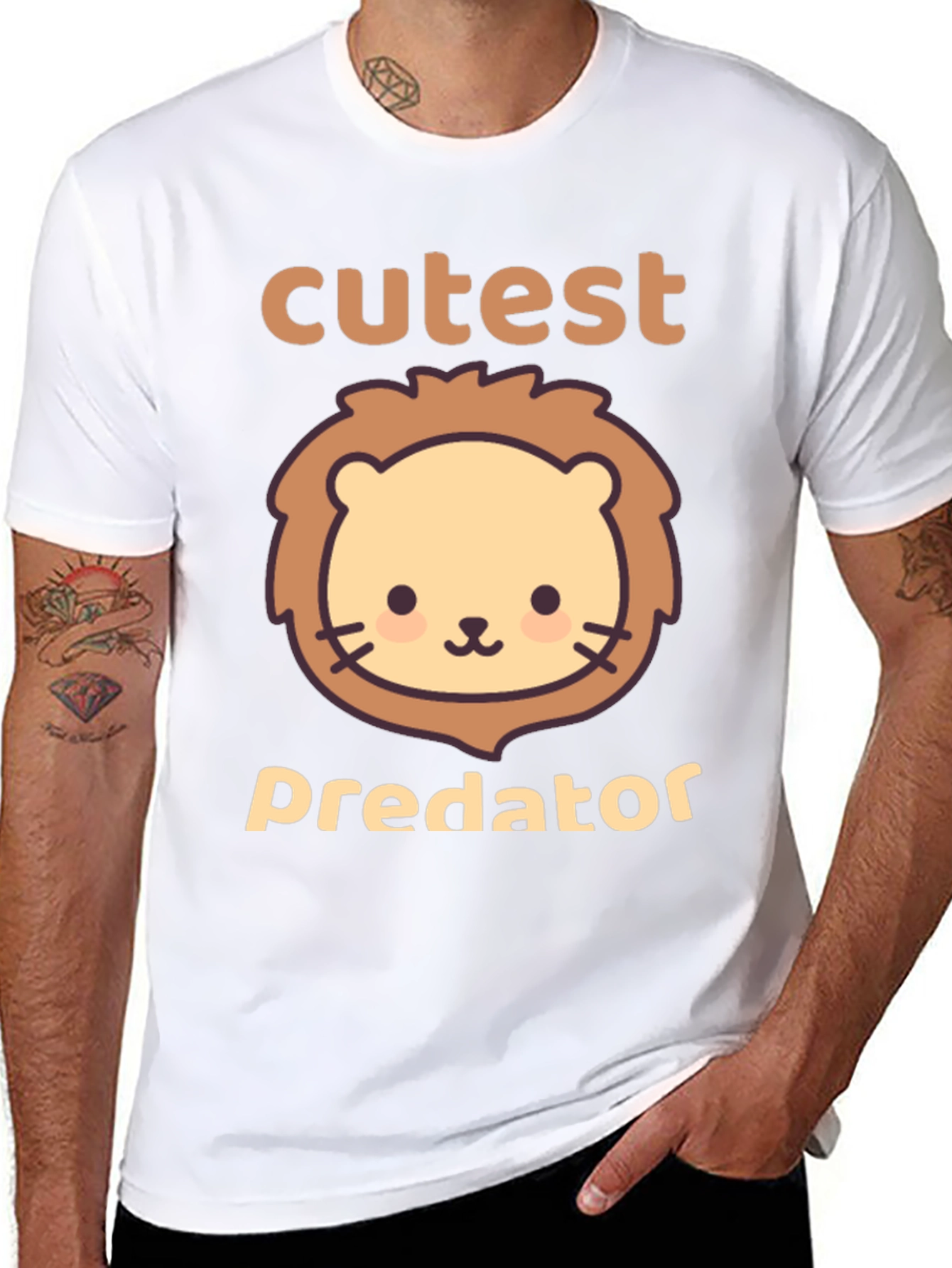 Cutest Predator Lion Graphic Tee - Black