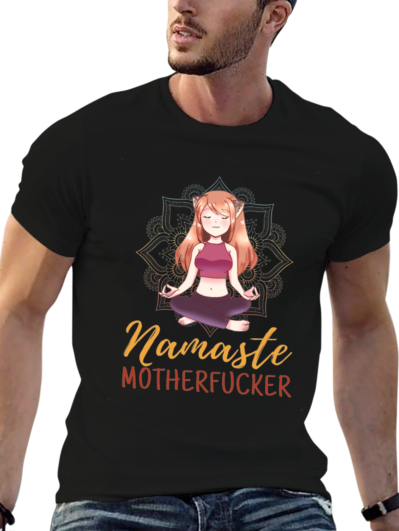 Namaste Yoga Elf Black T-Shirt