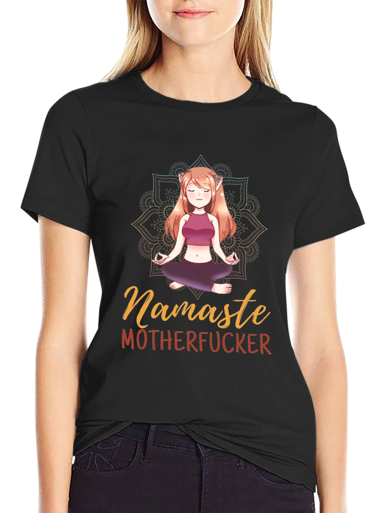 Namaste Yoga Elf Black T-Shirt