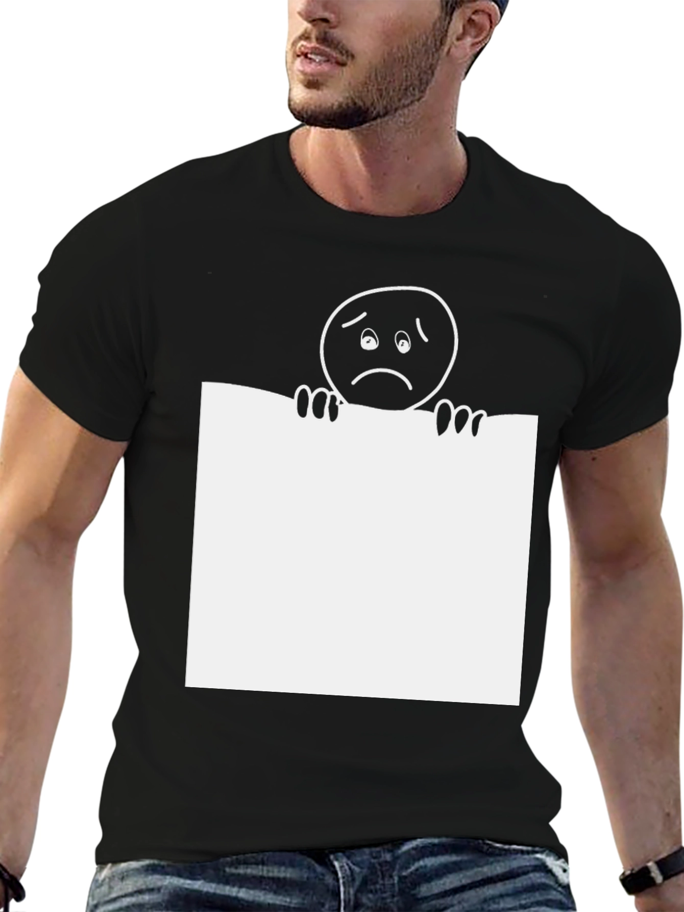 Sad Emoji Graphic Tee - Classic Black