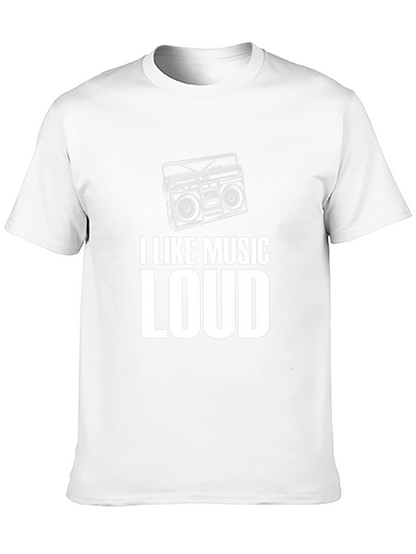I Like Music Loud Black Graphic T-Shirt