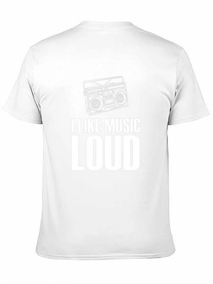 I Like Music Loud Black Graphic T-Shirt