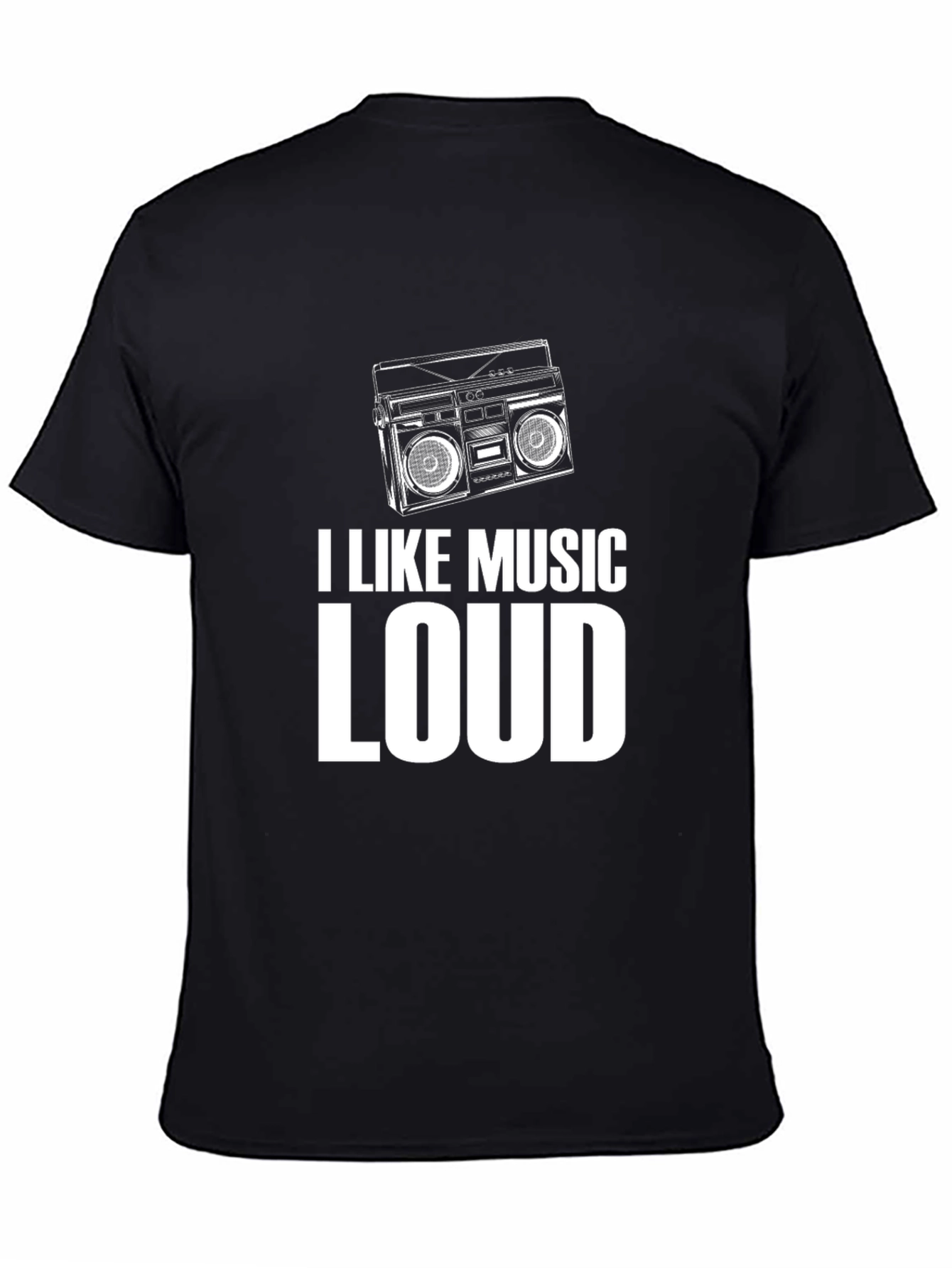 I Like Music Loud Black Graphic T-Shirt