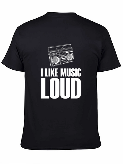 I Like Music Loud Black Graphic T-Shirt