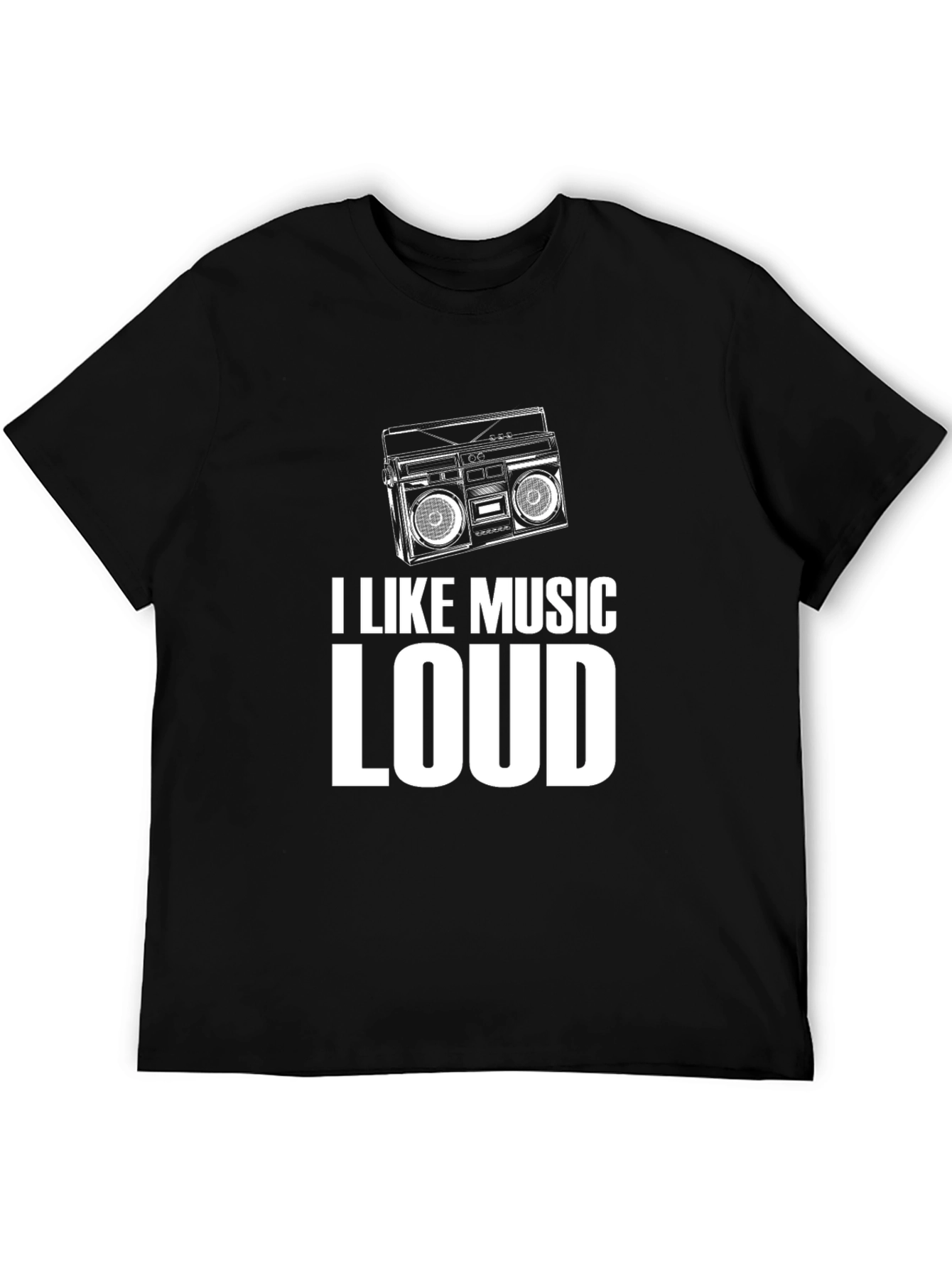 I Like Music Loud Black Graphic T-Shirt