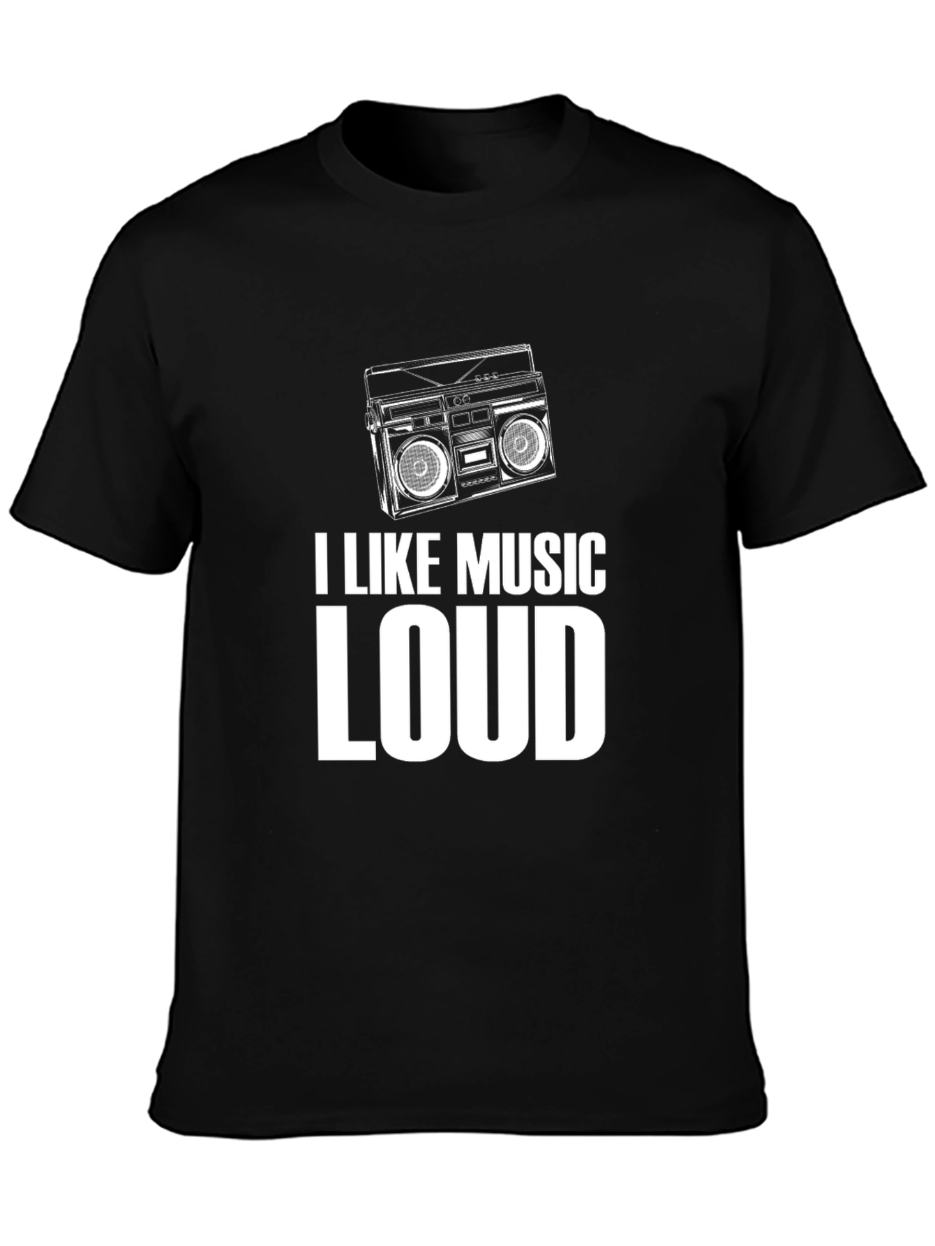 I Like Music Loud Black Graphic T-Shirt