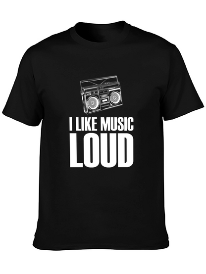 I Like Music Loud Black Graphic T-Shirt
