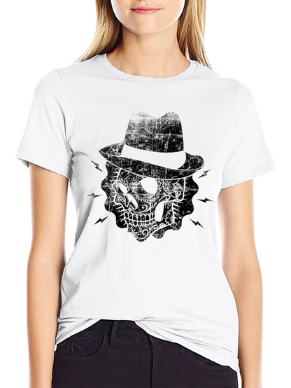 Skull Fedora Black T-Shirt