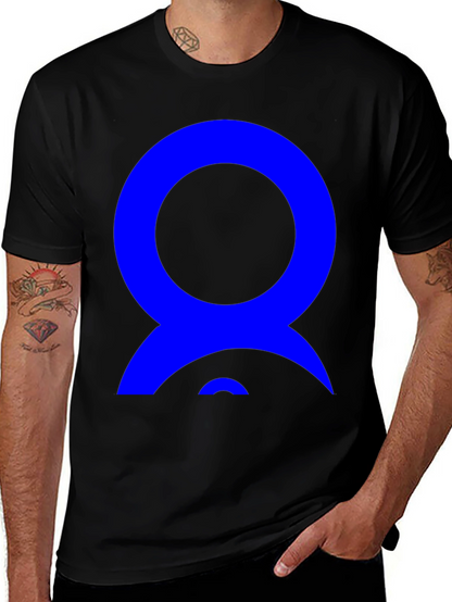 Abstract Blue Design on Black T-Shirt