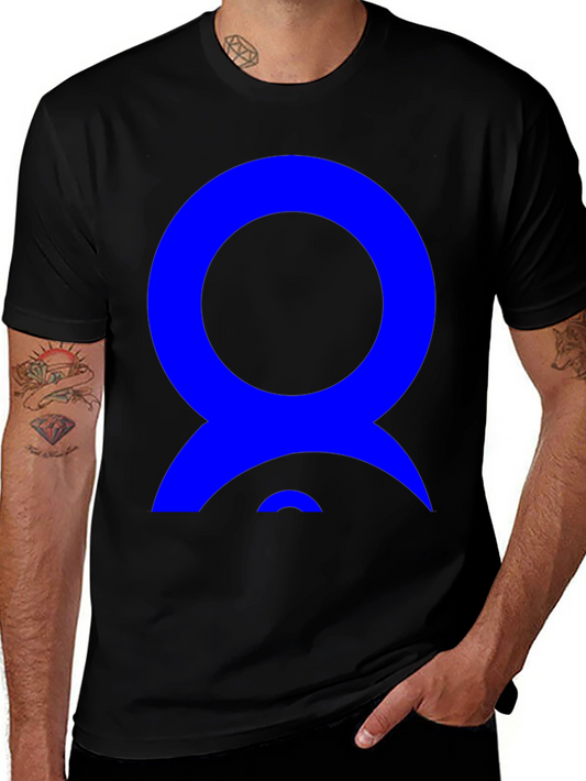 Abstract Blue Design on Black T-Shirt