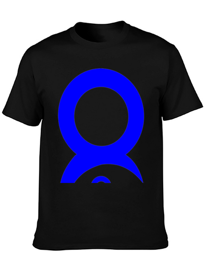 Abstract Blue Design on Black T-Shirt