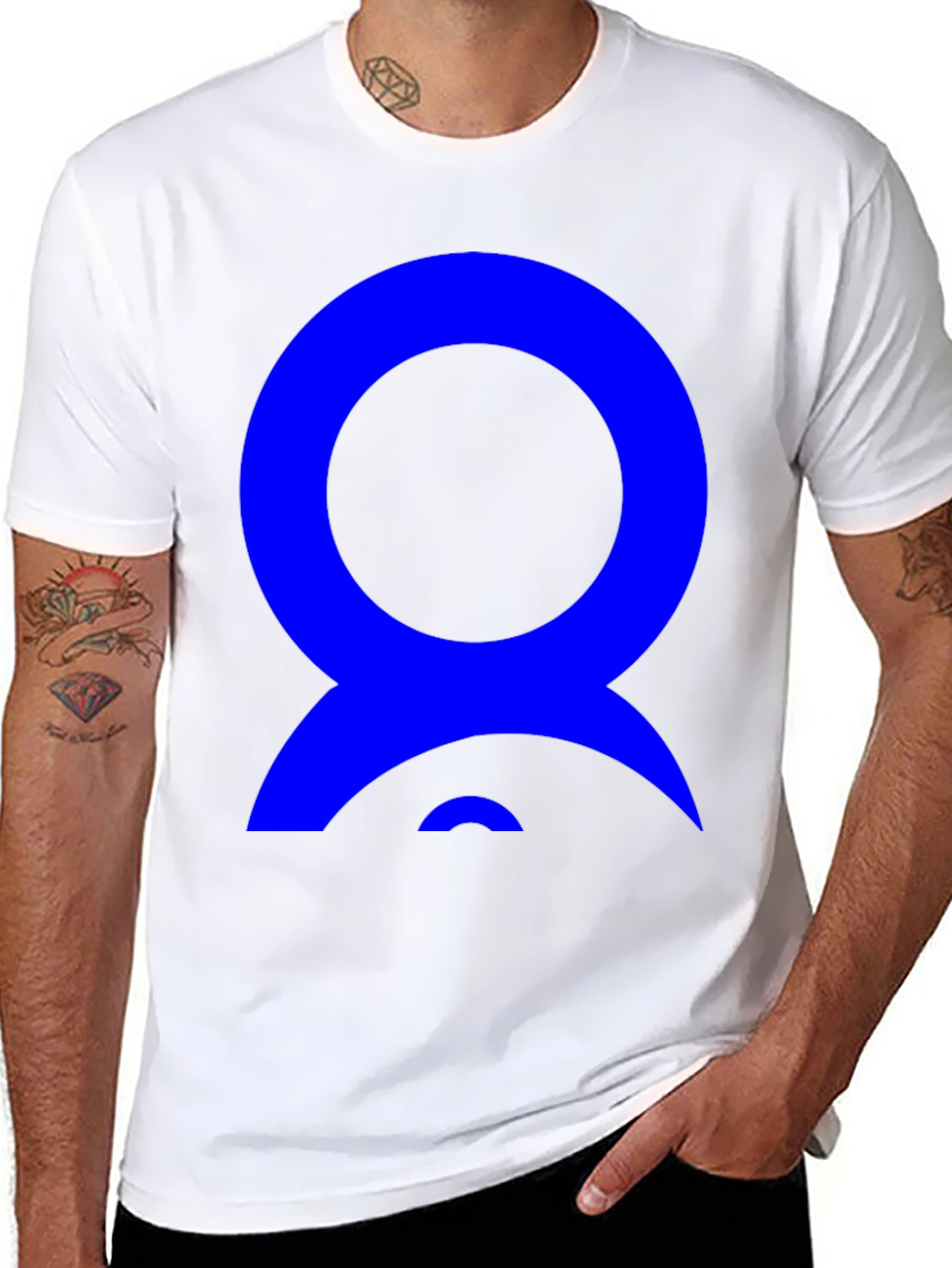Abstract Blue Design on Black T-Shirt