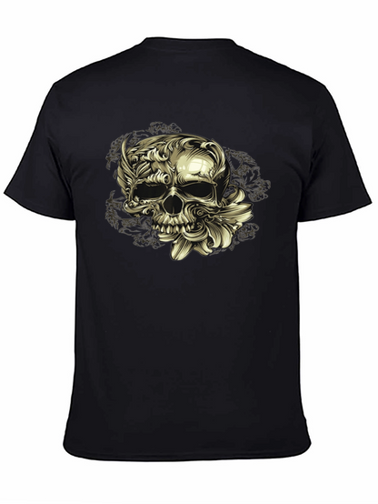 Floral Skull Graphic Tee - Dark Style