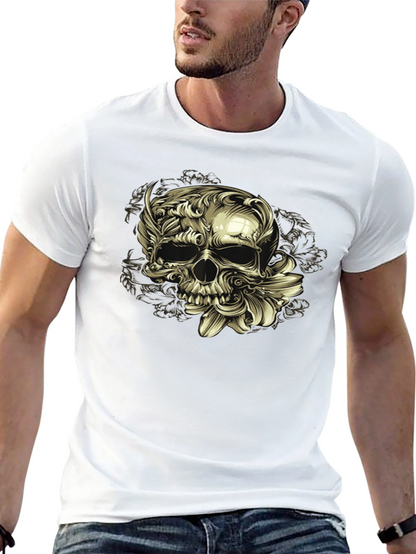 Floral Skull Graphic Tee - Dark Style