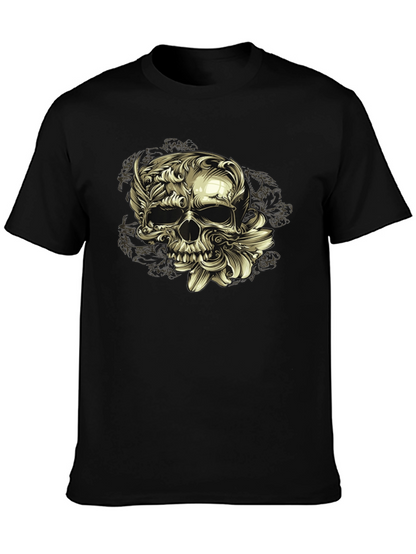 Floral Skull Graphic Tee - Dark Style