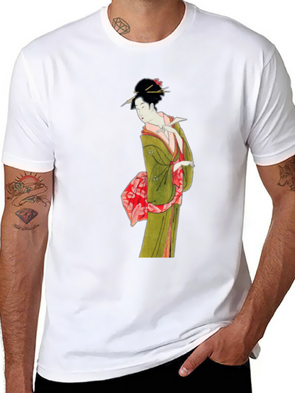 Japanese Geisha Art T-Shirt - Unique Ukiyo-e Design