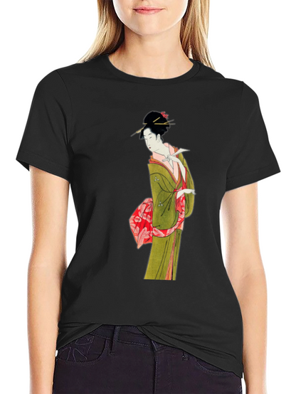Japanese Geisha Art T-Shirt - Unique Ukiyo-e Design